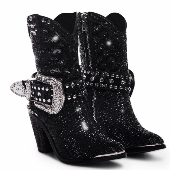 Club Exx Shoes - Club Exx Sheriff Shine Cowboy Boots in Black